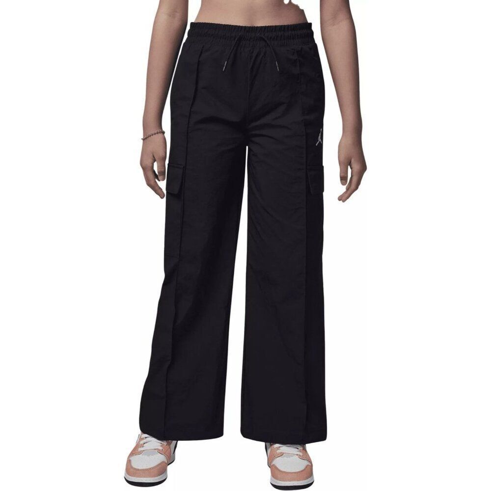 Jordan Double Cargo Woven Pant Girl Size Medium Big Kid Black‎ Wide Leg 10-12Yrs